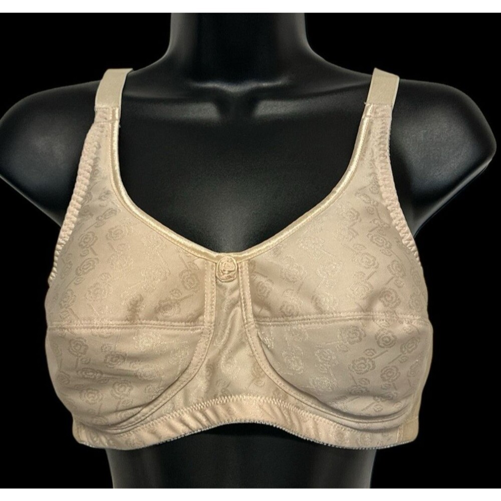 3 ABC Mastectomy Bras 38C Style 103 Beige No Wires Jacquard Fabric